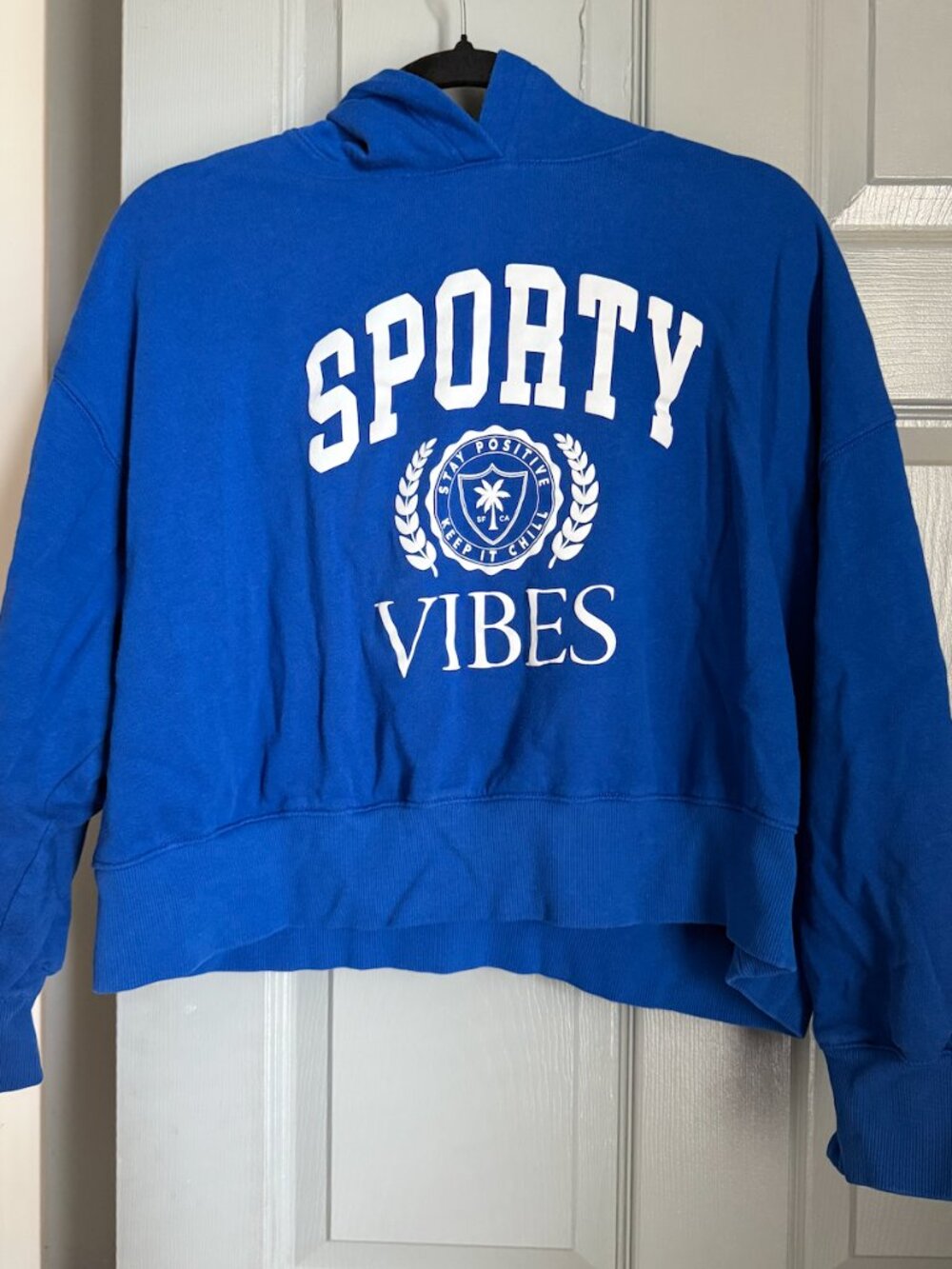 Old Navy Sporty Vibes Blue Cropped Hoodie Sweatshirt Women's XXL Petite Graphic